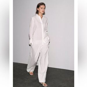 ZARA 100% LINEN PALAZZO PANTS ZW...